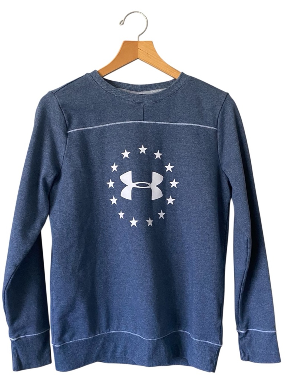 Under Armour Threadborne Pullover Sweatshirt Womens Medium Blue Patriotic Stars